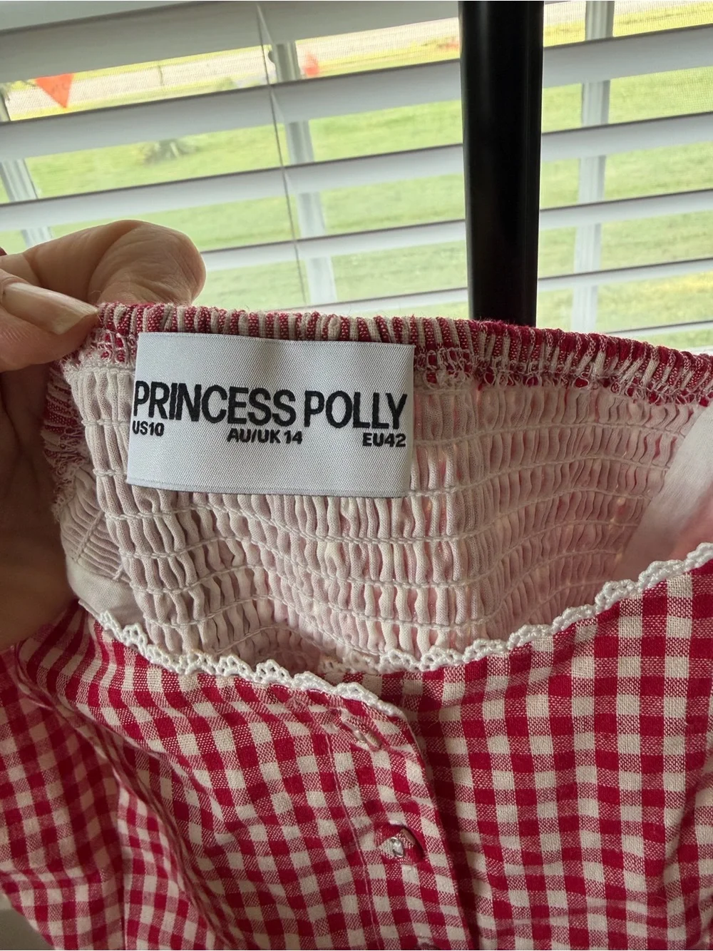 Princess Polly Red Gingham Babydoll Mini Dress Size US 10 - Picture 7 of 7